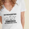 Introverted But Willing To Discuss Cats Introvert Shy Women's Jersey Short Sleeve Deep V-Neck Tshirt