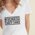 Introverted Willing To Discuss Climate Change Women's Jersey Short Sleeve Deep V-Neck Tshirt