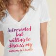Introverted Willing To Discuss Eastern Box Turtle Introvert Women's Jersey Short Sleeve Deep V-Neck Tshirt