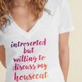 Introverted Willing To Discuss Housecat Introvert Women's Jersey Short Sleeve Deep V-Neck Tshirt Introverted Willing To Discuss Housecat Introvert Women's Jersey Short Sleeve Deep V-Neck Tshirt