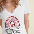 Introverted But Willing To Discuss Serial Killers True Crime Women's Jersey Short Sleeve Deep V-Neck Tshirt