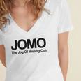 JOMO Joy Of Missing Out Fomo Fear Cozy Introvert Joke Women's Jersey Short Sleeve Deep V-Neck Tshirt JOMO Joy Of Missing Out Fomo Fear Cozy Introvert Joke Women's Jersey Short Sleeve Deep V-Neck Tshirt