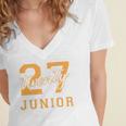 Junior Class 2027 Graduation Back To School Orange Letters Premium Tri-Blend Women's Jersey Short Sleeve Deep V-Neck Tshirt
