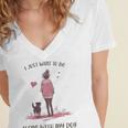 I Just Want To Be Alone With My Dog For Introvert Dog Mom Women's Jersey Short Sleeve Deep V-Neck Tshirt I Just Want To Be Alone With My Dog For Introvert Dog Mom Women's Jersey Short Sleeve Deep V-Neck Tshirt