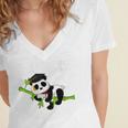 I Did It Kawaii Panda With Graduation Cap Diploma Women's Jersey Short Sleeve Deep V-Neck Tshirt