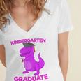 Kids Kindergarten Graduation Idea For Girls Dinosaur Women's Jersey Short Sleeve Deep V-Neck Tshirt