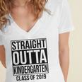 Kids Straight Outta Kindergarten Class Of 2019 Graduation Women's Jersey Short Sleeve Deep V-Neck Tshirt