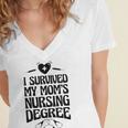 Kids I Survived My Mom's Nursing Degree Nursing School Graduation Women's Jersey Short Sleeve Deep V-Neck Tshirt