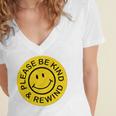 Be Kind Rewind Shirt Retro Nostalgia Sticker 80s 90s Tee Premium Tri-Blend Women's Jersey Short Sleeve Deep V-Neck Tshirt