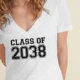 Kindergarten Class Of 2038 First Day School Graduation Women's Jersey Short Sleeve Deep V-Neck Tshirt