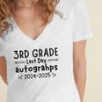 Last Day Of School 3rd Third Grade Sign My Shirt Graduation Women's Jersey Short Sleeve Deep V-Neck Tshirt