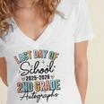 Last Day Of School Autograph 2nd Grade Graduation Boys Girls Women's Jersey Short Sleeve Deep V-Neck Tshirt