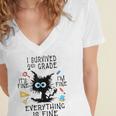 Last Day Of School Student Graduation I Survived 2nd Grade Women's Jersey Short Sleeve Deep V-Neck Tshirt