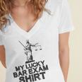 Law School Graduation My Lucky Bar Exam Shirt Lawyer Women's Jersey Short Sleeve Deep V-Neck Tshirt