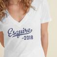 Lawyers Graduation Esquire Est 2018 Graduate Shirt Women's Jersey Short Sleeve Deep V-Neck Tshirt