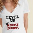 Level Up Middle School 5th Grade Graduation Women's Jersey Short Sleeve Deep V-Neck Tshirt