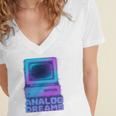 Lofi Reverie Analog Dreams Pixel 90s Desktop VHS Nostalgia Women's Jersey Short Sleeve Deep V-Neck Tshirt