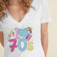I Love 70's Retro Style Nostalgia Vibe 1970's Party Premium Tri-Blend Women's Jersey Short Sleeve Deep V-Neck Tshirt
