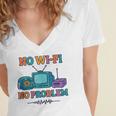 No Wi-Fi No Problem – Retro Dial Up Tech Nostalgia Women's Jersey Short Sleeve Deep V-Neck Tshirt