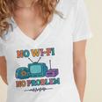 No Wi-Fi No Problem – Retro Dial Up Tech Nostalgia Women's Jersey Short Sleeve Deep V-Neck Tshirt