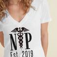 Nurse Practitioner Graduation NP Est 2019 Shirt Women's Jersey Short Sleeve Deep V-Neck Tshirt