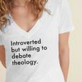 Theology Introvert Christian Conversation Starters Women's Jersey Short Sleeve Deep V-Neck Tshirt Theology Introvert Christian Conversation Starters Women's Jersey Short Sleeve Deep V-Neck Tshirt