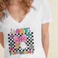 Peace Out 2nd Grade Graduation Last Day School Second Grade Women's Jersey Short Sleeve Deep V-Neck Tshirt