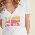 Peace Love Engineering Engineer School Graduation Retro Women's Jersey Short Sleeve Deep V-Neck Tshirt