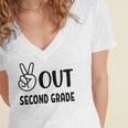 Peace Out Second Grade Last Day Of School Graduation Kids Women's Jersey Short Sleeve Deep V-Neck Tshirt