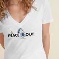 Peanuts Graduation Peace Out Snoopy Woodstock Women's Jersey Short Sleeve Deep V-Neck Tshirt