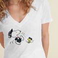 Peanuts Graduation Squad Snoopy Woodstock Raglan Baseball Tee Women's Jersey Short Sleeve Deep V-Neck Tshirt