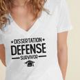 PhD Graduation Dissertation Defense Survivor PhD Women's Jersey Short Sleeve Deep V-Neck Tshirt