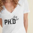 PhD Shirt Phinally Finally Done Graduation Her Women's Jersey Short Sleeve Deep V-Neck Tshirt