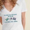 PLEASE BE PATIENT WITH ME I'M FROM THE 1900s 90s Meme Premium Tri-Blend Women's Jersey Short Sleeve Deep V-Neck Tshirt