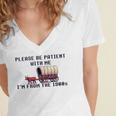 PLEASE BE PATIENT WITH ME I'M FROM THE 1900s 90s Meme Premium Women's Jersey Short Sleeve Deep V-Neck Tshirt