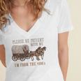 PLEASE BE PATIENT WITH ME I'M FROM THE 1900s Clever Premium Women's Jersey Short Sleeve Deep V-Neck Tshirt PLEASE BE PATIENT WITH ME I'M FROM THE 1900s Clever Premium Women's Jersey Short Sleeve Deep V-Neck Tshirt