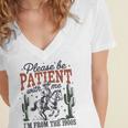 Please Be Patient I'm From The 1900s Cowboy Skeleton Women's Jersey Short Sleeve Deep V-Neck Tshirt