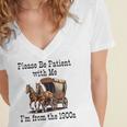 Please Be Patient With Me I'm From The 1900s Horse Wagon 90s Women's Jersey Short Sleeve Deep V-Neck Tshirt