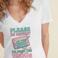 Please Be Patient With Me I'm From The 1900s Retro Cassette Women's Jersey Short Sleeve Deep V-Neck Tshirt