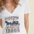 Please Be Patient With Me I'm From The 1900s Retro Nostalgic Women's Jersey Short Sleeve Deep V-Neck Tshirt