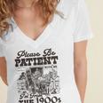 Please Be Patient I'm From The 1900s Retro Vintage Theme Women's Jersey Short Sleeve Deep V-Neck Tshirt