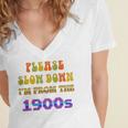 Please Slow Down I'm From The 1900s Retro Vintage 70 Premium Tri-Blend Women's Jersey Short Sleeve Deep V-Neck Tshirt