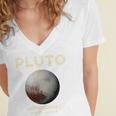 Pluto Never Forget 1930-2006 Planet Space Science Nostalgia Women's Jersey Short Sleeve Deep V-Neck Tshirt