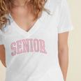 Preppy Varsity Pink Senior Graduation Women's Jersey Short Sleeve Deep V-Neck Tshirt