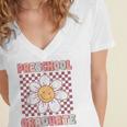 Preschool Graduation Graduate Cute Groovy Last Day Of Pre K Women's Jersey Short Sleeve Deep V-Neck Tshirt