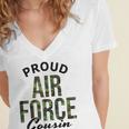 Proud Air Force Cousin Deployment Homecoming Graduation USAF Women's Jersey Short Sleeve Deep V-Neck Tshirt