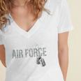 Proud Air Force Wife Air Force Graduation USAF Wife Women's Jersey Short Sleeve Deep V-Neck Tshirt