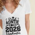 Proud Auntie Of Two 2026 Graduates Graduation Women's Jersey Short Sleeve Deep V-Neck Tshirt