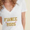Proud Fiance Of A 2025 Graduate Fiance Graduation 2025 Senio Women's Jersey Short Sleeve Deep V-Neck Tshirt