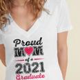 Proud Mom Of A 2021 Graduate Senior Graduation Women's Jersey Short Sleeve Deep V-Neck Tshirt